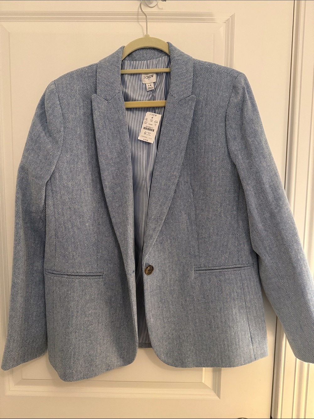 J. Crew Light Blue Herringbone Blazer- new with tags!